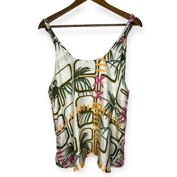Be Parisian 100% French Silk Twist Tank Top Blouse Botanical Floral XSmall Small - Picture 3 of 10